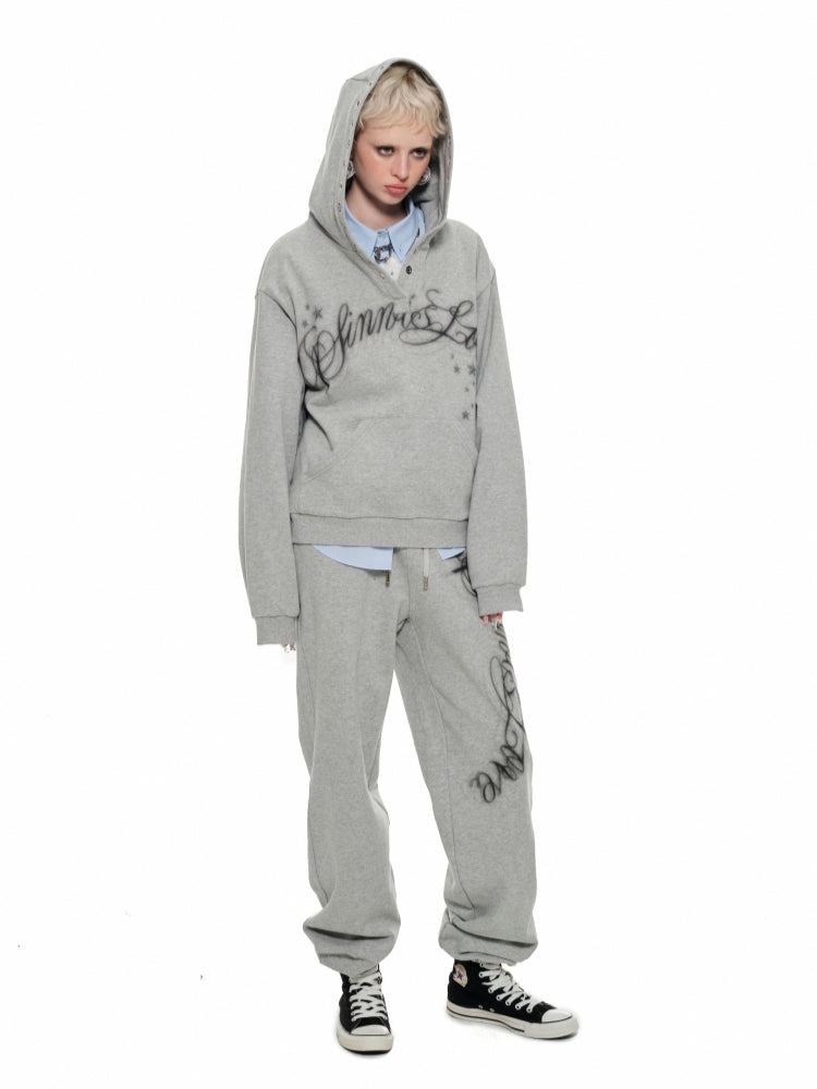 Loose Hooded Eyelet Print Sweatshirt - CHINASQUAD