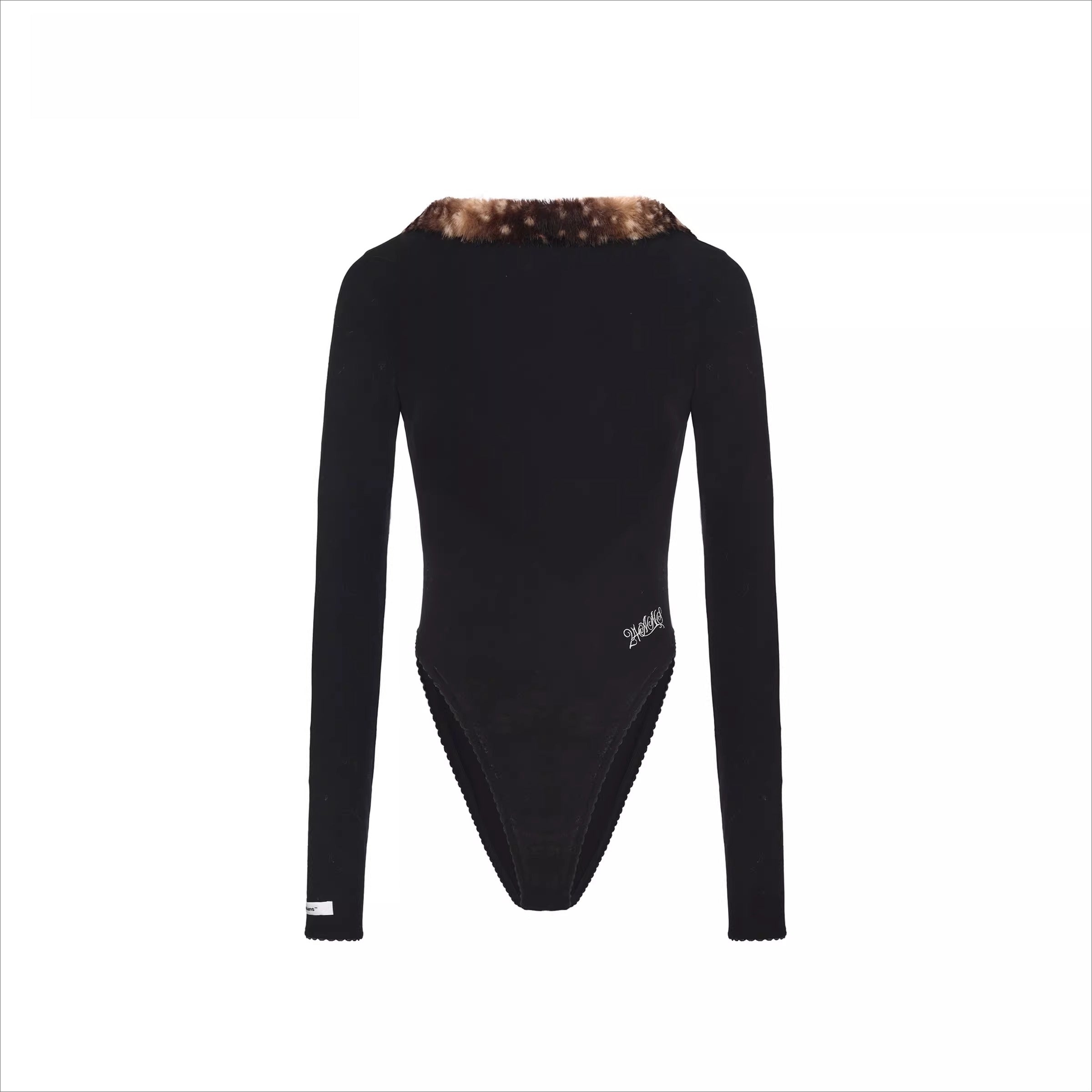 Faux Fur-Panelled Knit Bodysuit