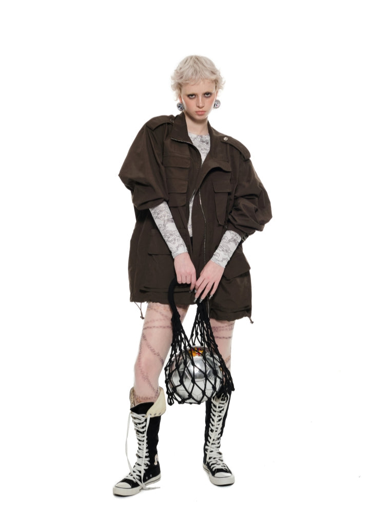 Black & White Full-Print Mesh Top - CHINASQUAD