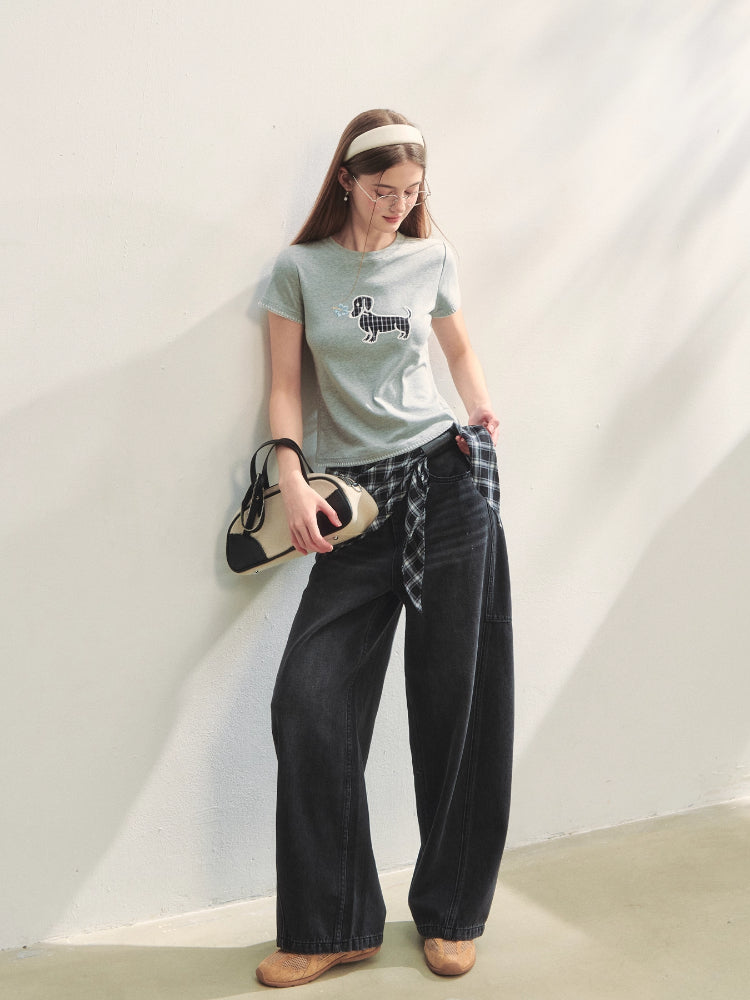 Print Dog Embroidered Tee - CHINASQUAD