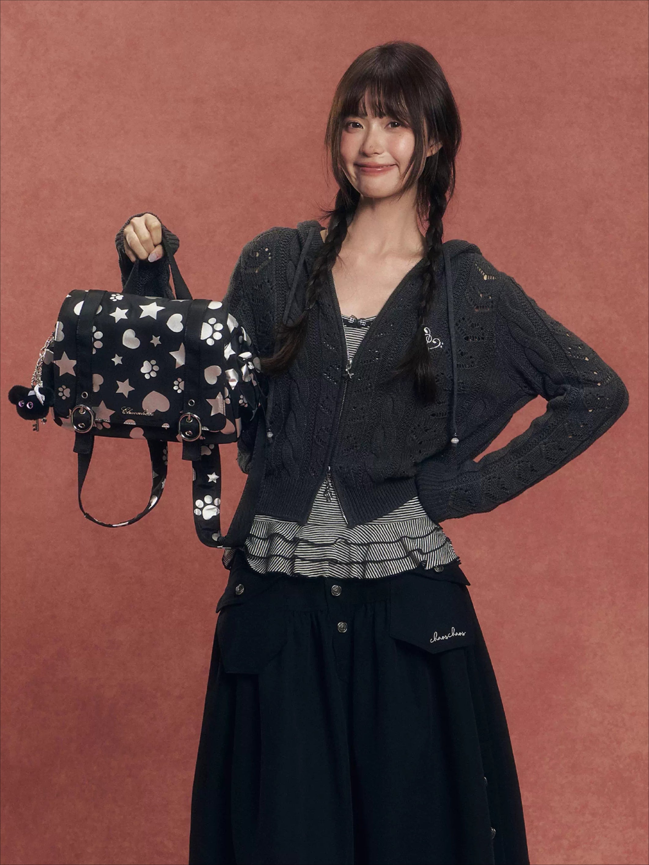 Silver-Stamped Matte Square Backpack