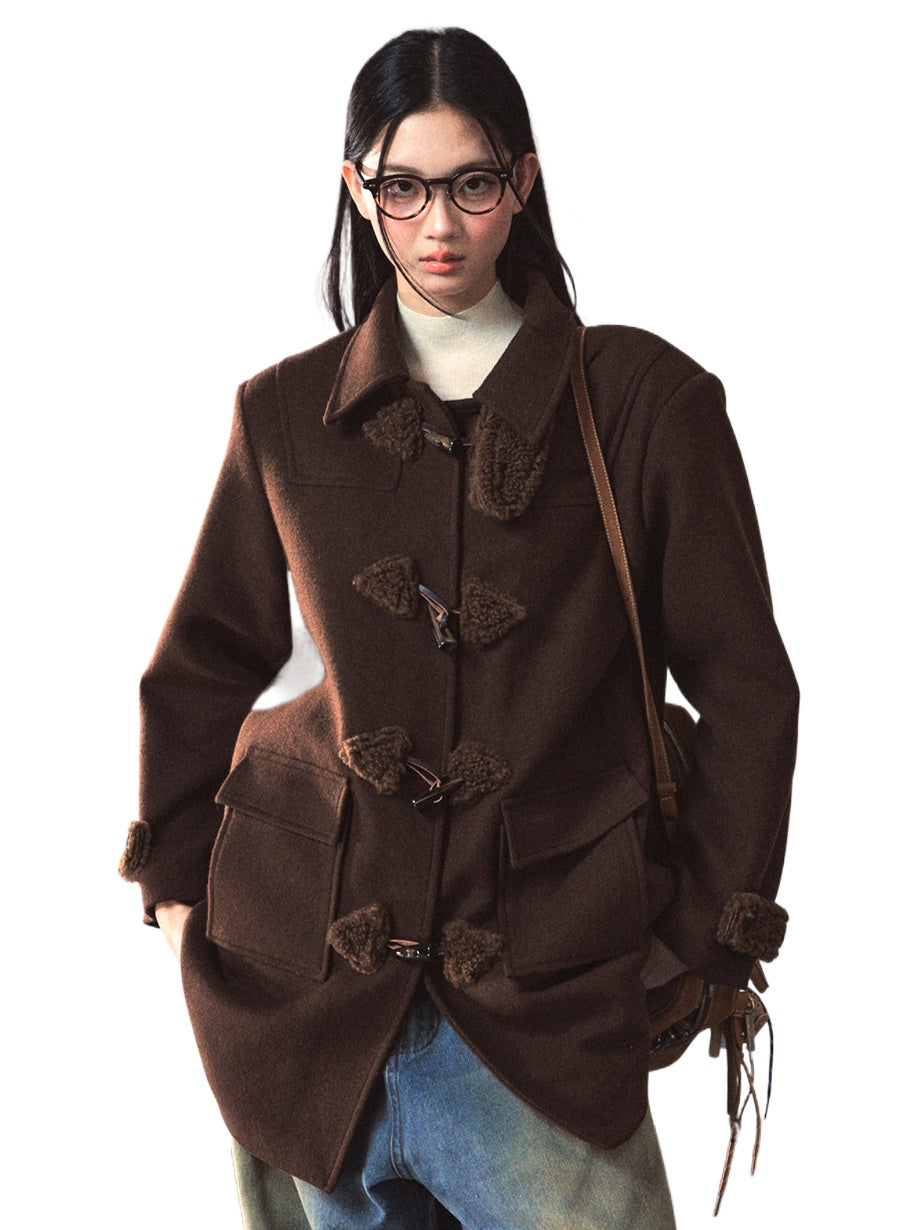 Brown Toggle Wool Coat - CHINASQUAD