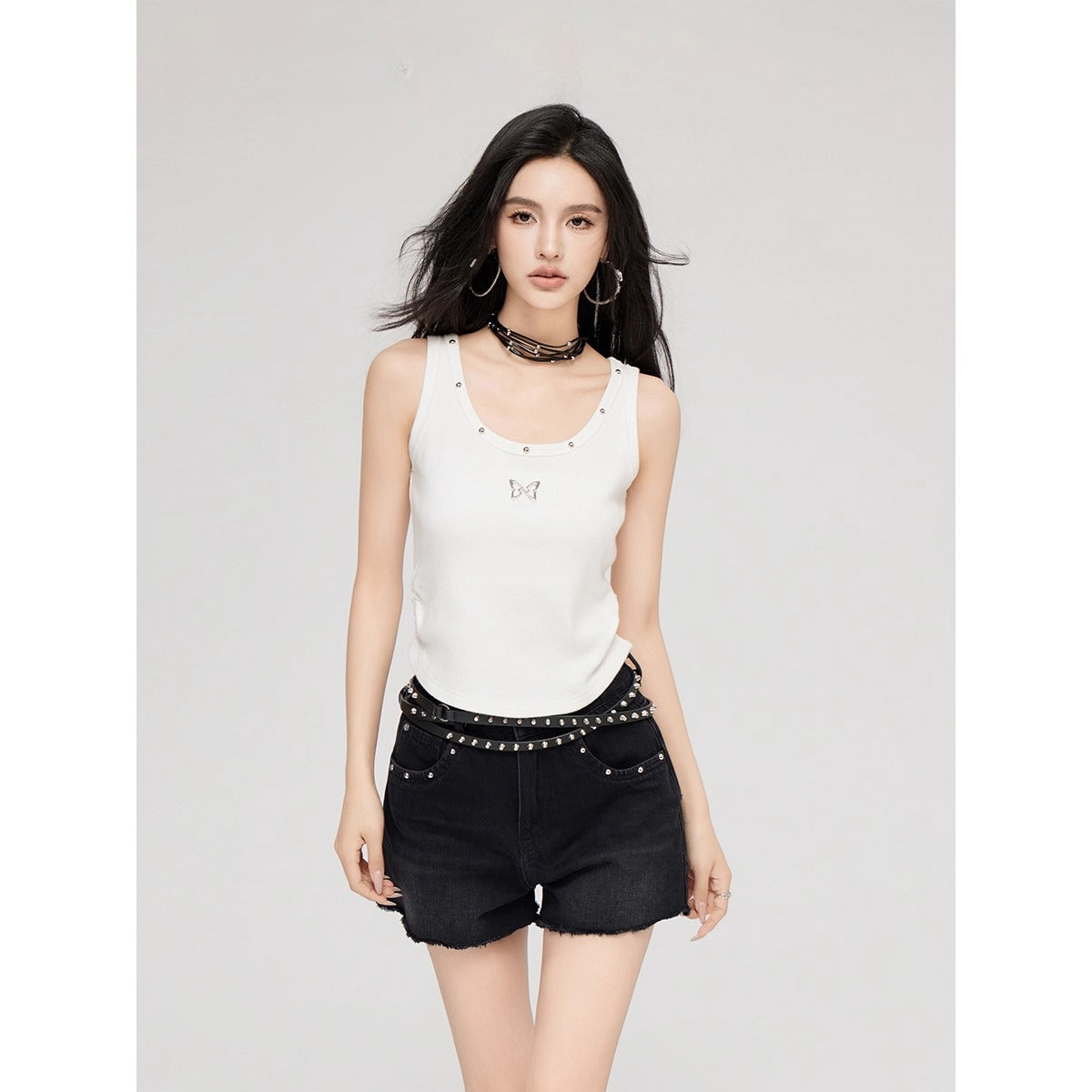 Butterfly Charm U-Neck Tank Top - CHINASQUAD