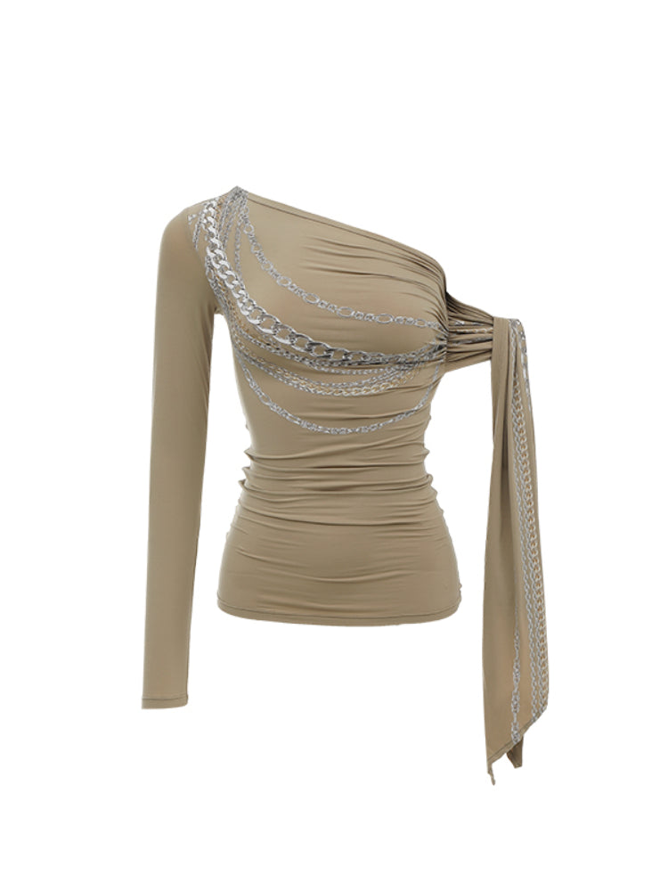 Chain Print Off-shoulder Top - CHINASQUAD