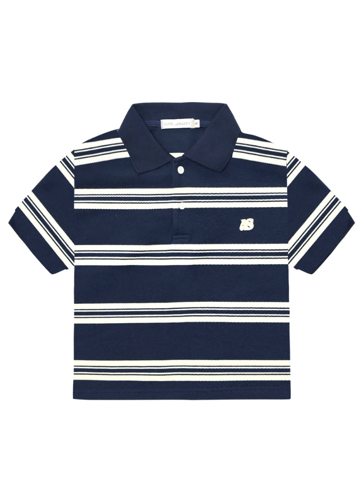Polo-Collar Striped Color-Blocking T-shirt - CHINASQUAD
