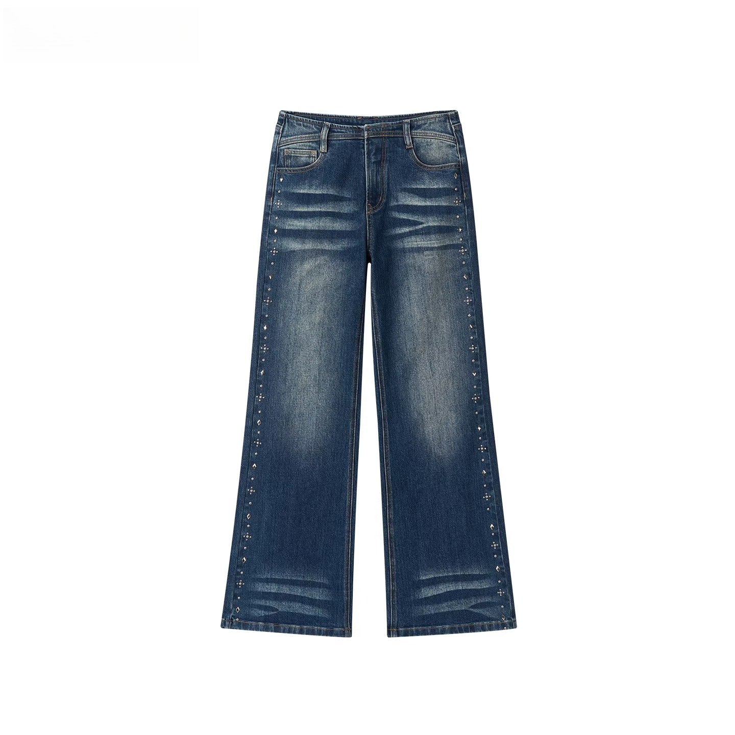 Straight-Leg Washed Denim Pants