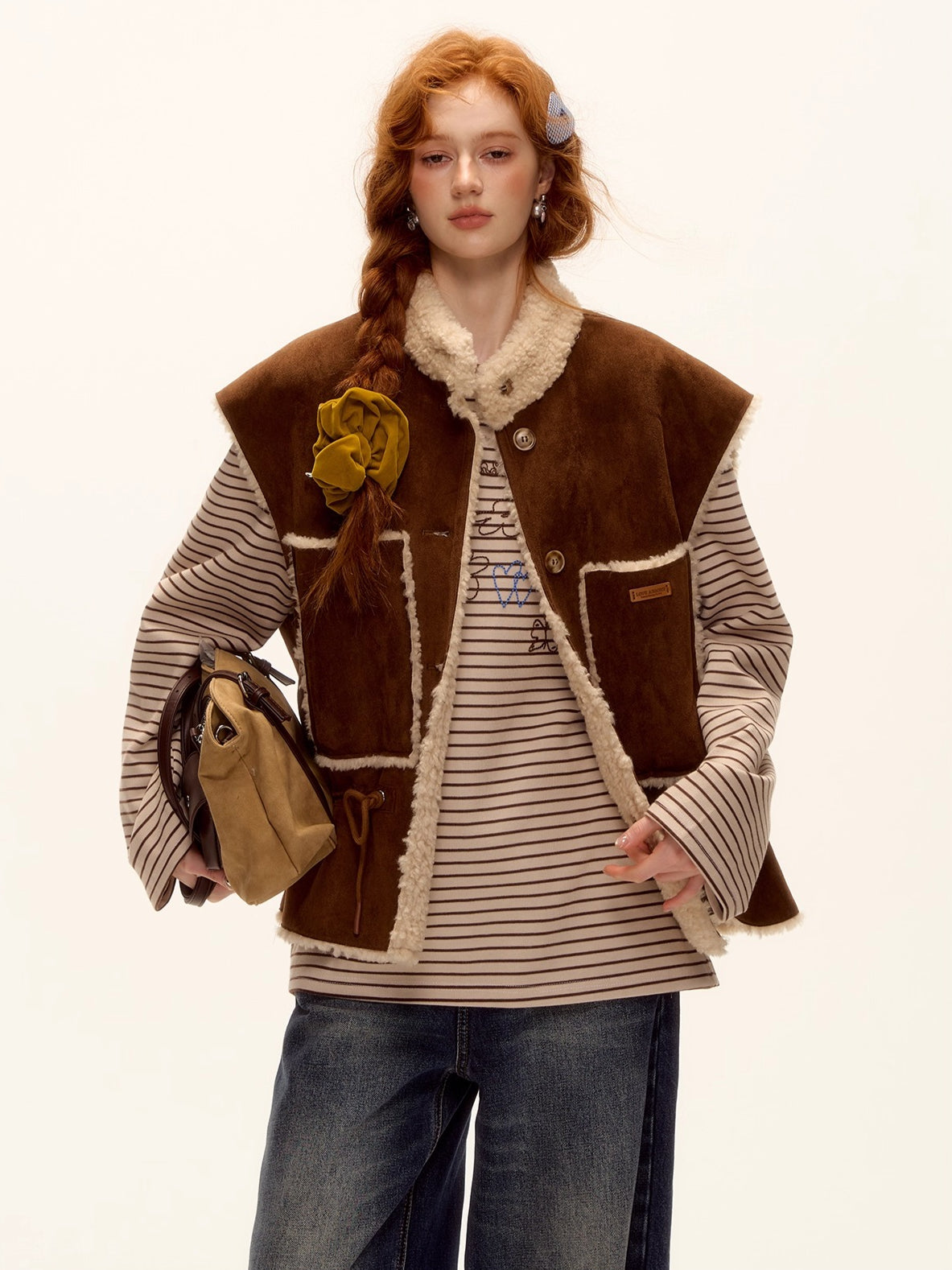 Striped Contrast Embroidered Shell T-Shirt