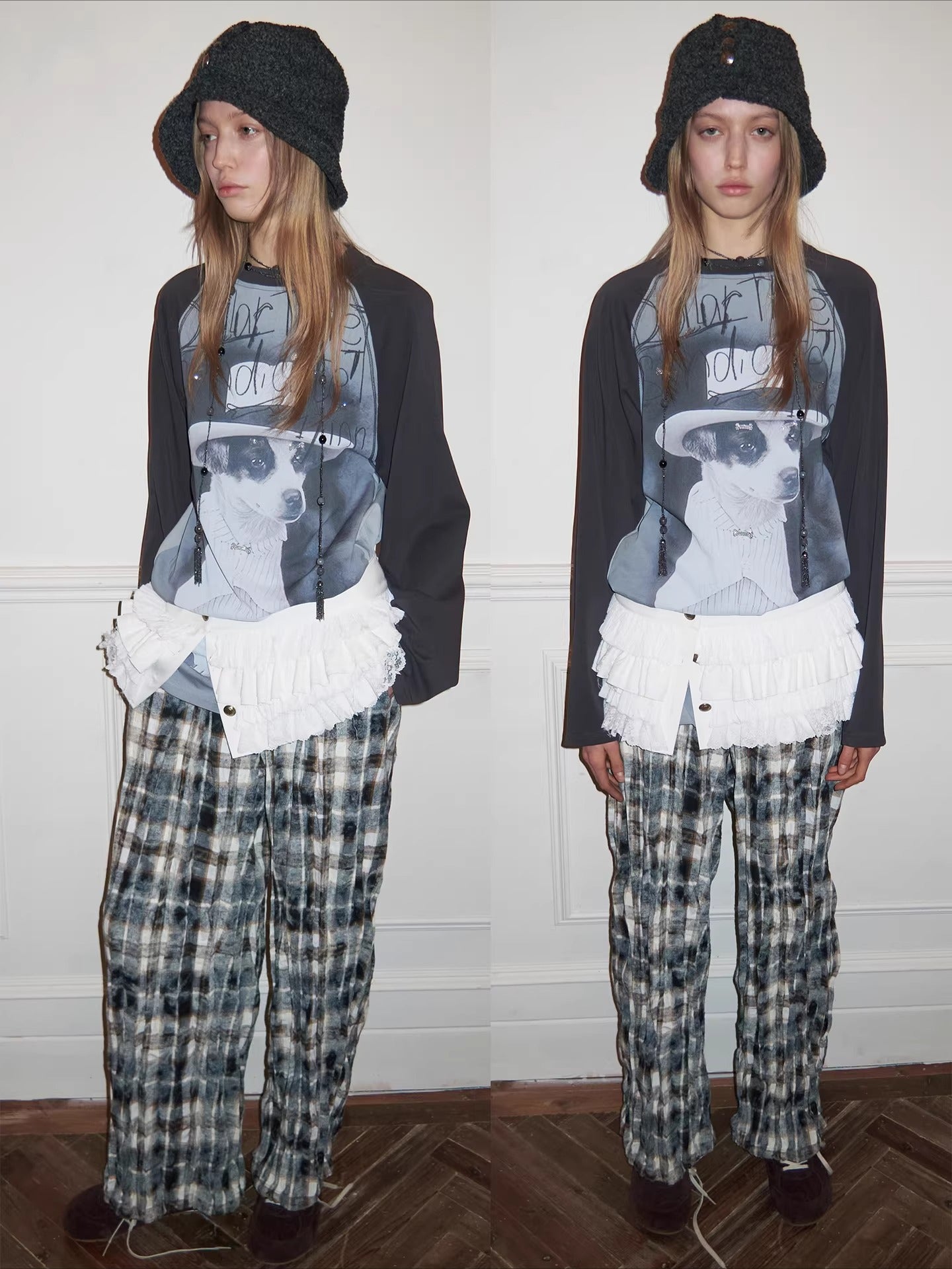 Crinkled-Waist Wide-Leg Cargo Pants