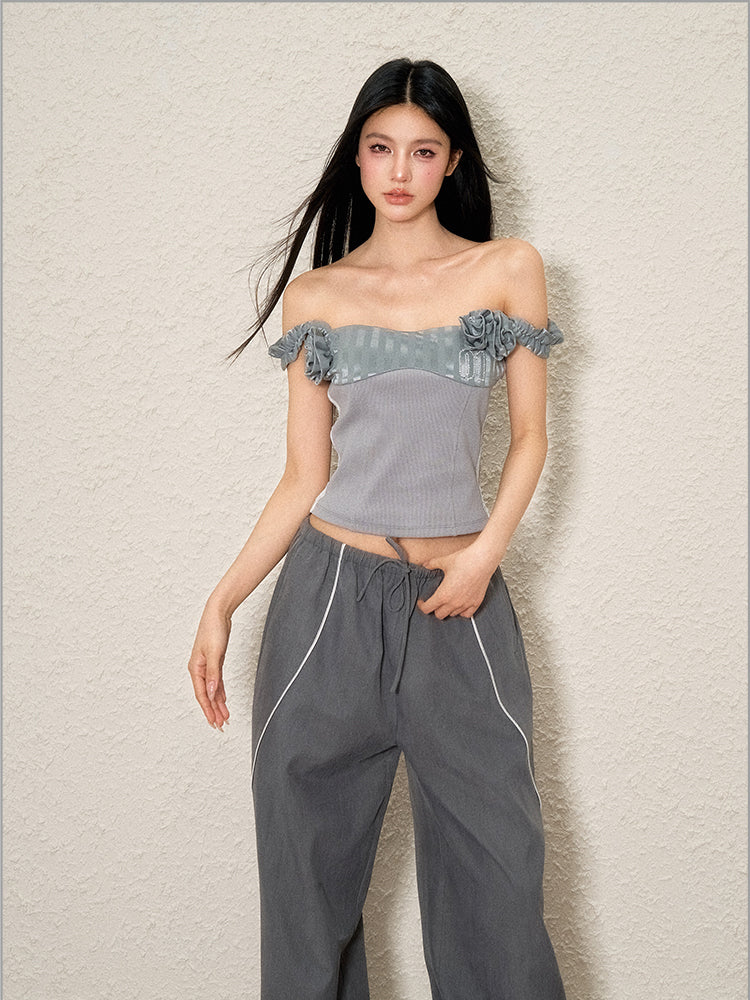 3D Floral Off-Shoulder Vest - CHINASQUAD