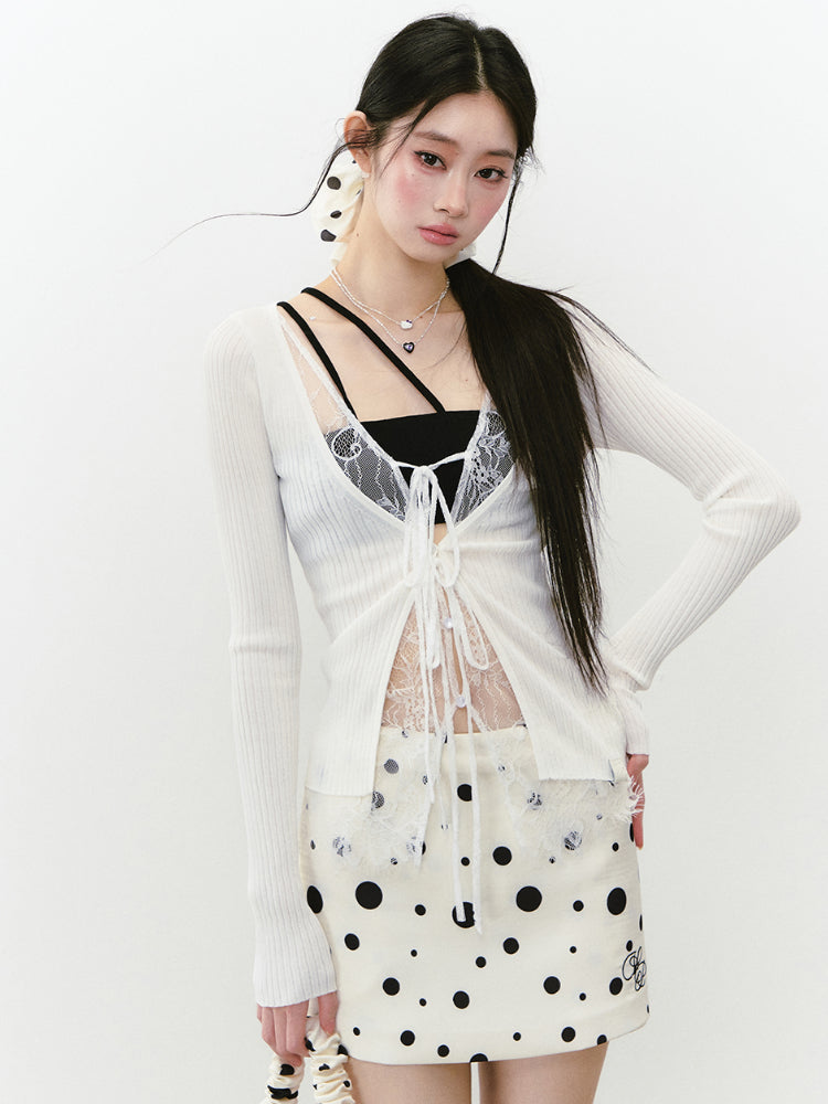 Polka Dot Zipper Reversible Skirt - CHINASQUAD