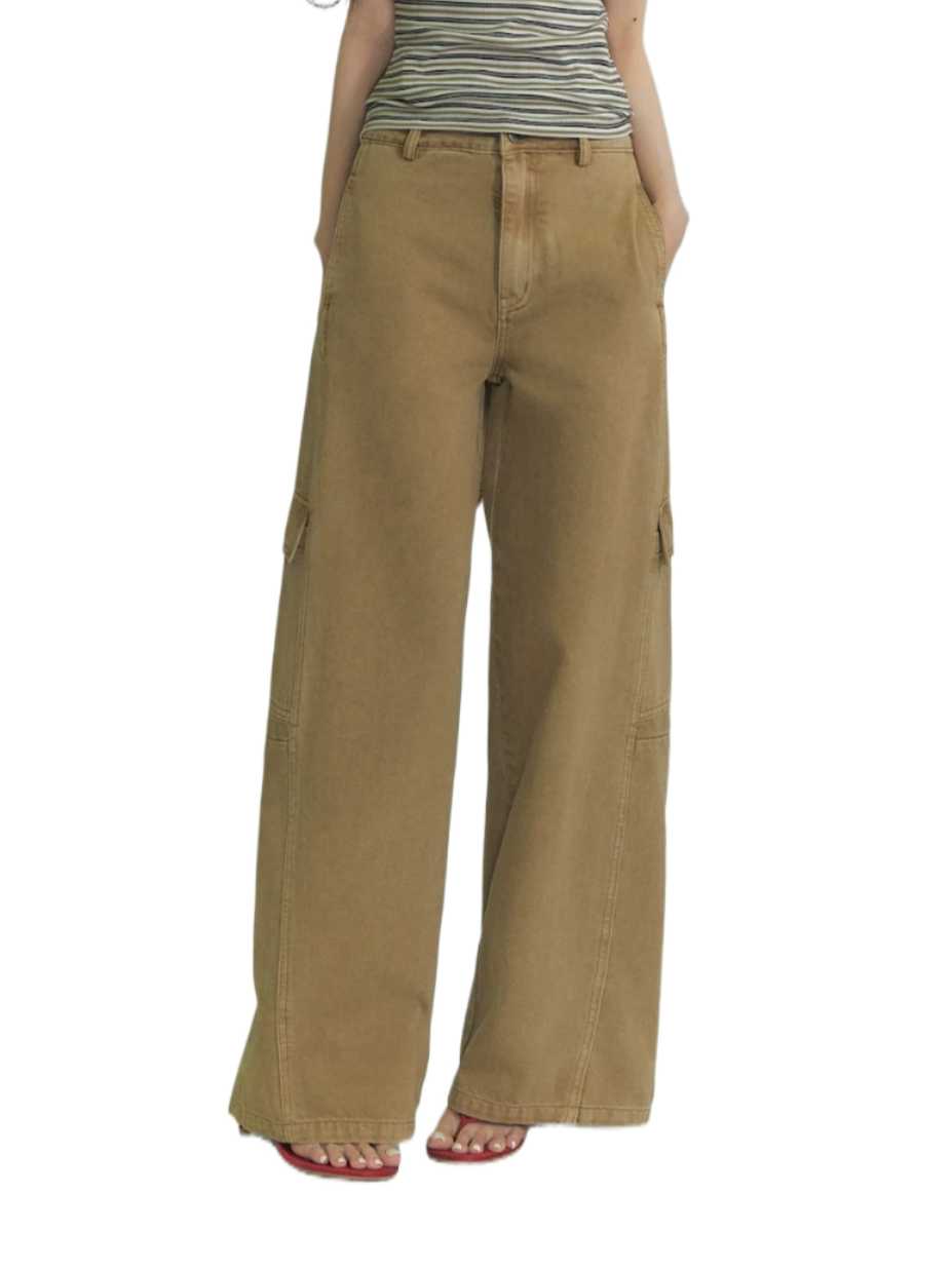 Structured Curve-Leg Utility Denim Trousers
