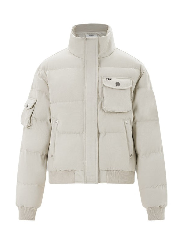White Fitted High Collar Cotton Jacket - CHINASQUAD