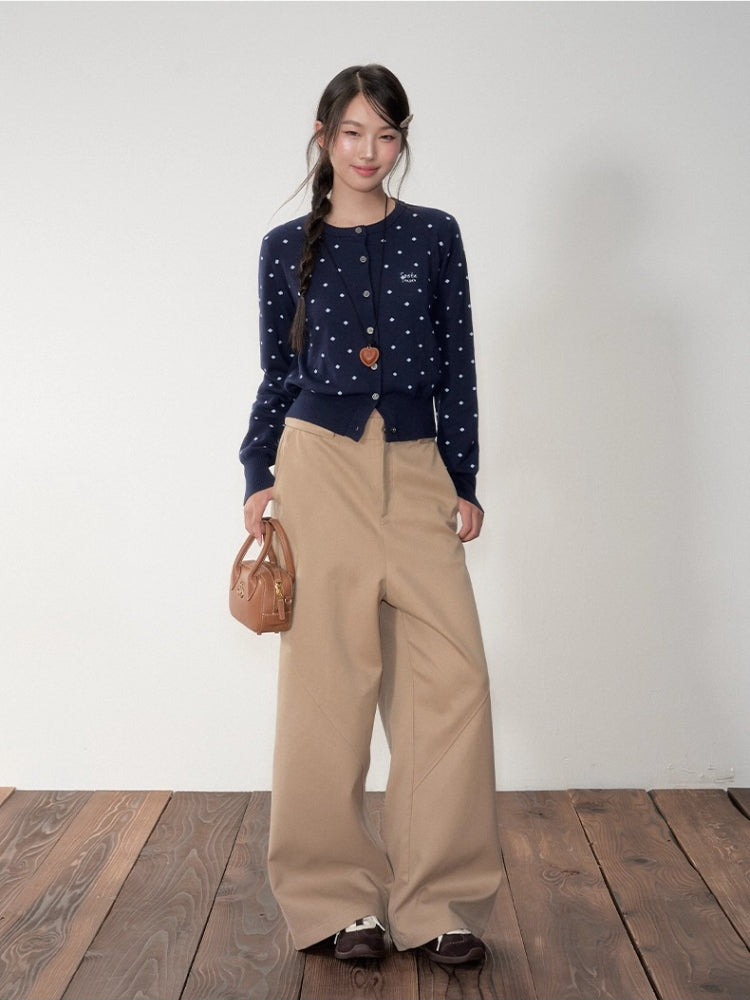 Polka Dot Jacquard Knit Cardigan