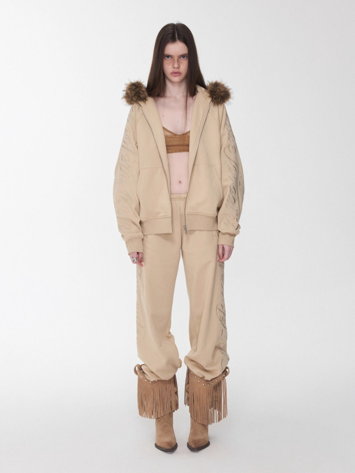 Faux-Fur Sweatshirt & Jogger Set