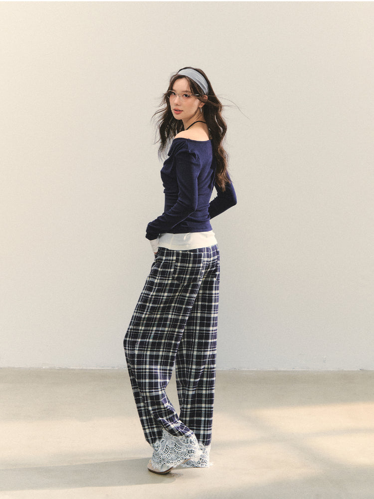 Dangle Collar Fake Two-Piece Color-Blocked Blouse - CHINASQUAD