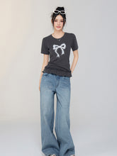 Ballet-style Bow-adorned Short sleeve Top - CHINASQUAD