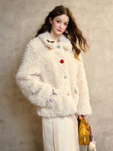 Cream Strawberry Gray-Blue Fur Jacket - CHINASQUAD
