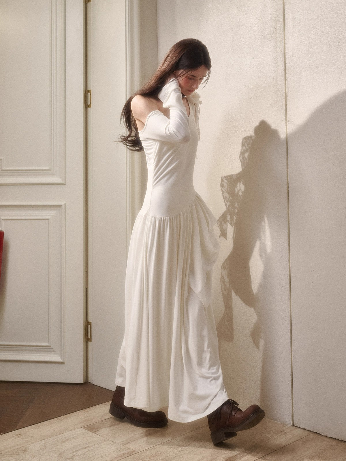 Hot Milk Off-Shoulder Knit Maxi Dress