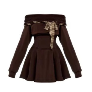 Fleece Waist-Cinching Sweatshirt Dress