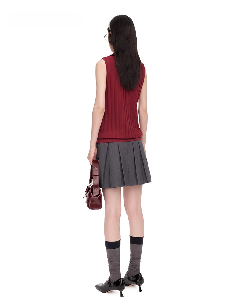 Striped Knit Sleeveless Top - CHINASQUAD