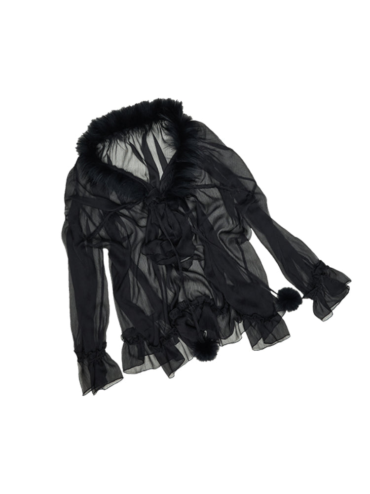 Chiffon and Fur Panel Shirt - CHINASQUAD