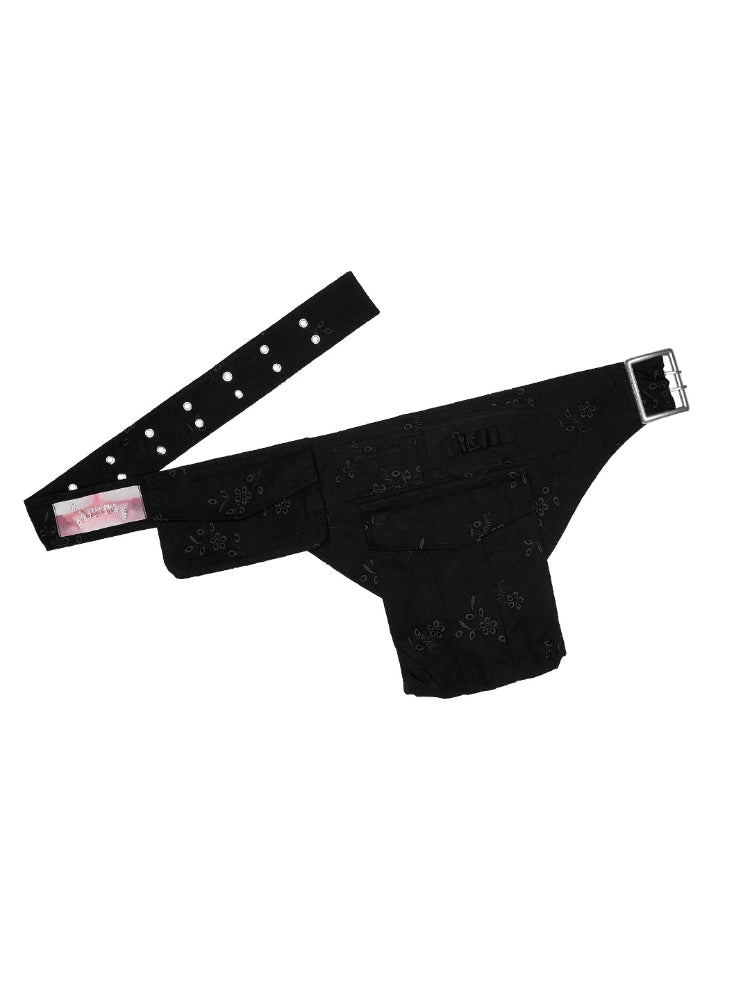 Embroidered Jacquard Utility Multi-Pocket 3D Waist Bag