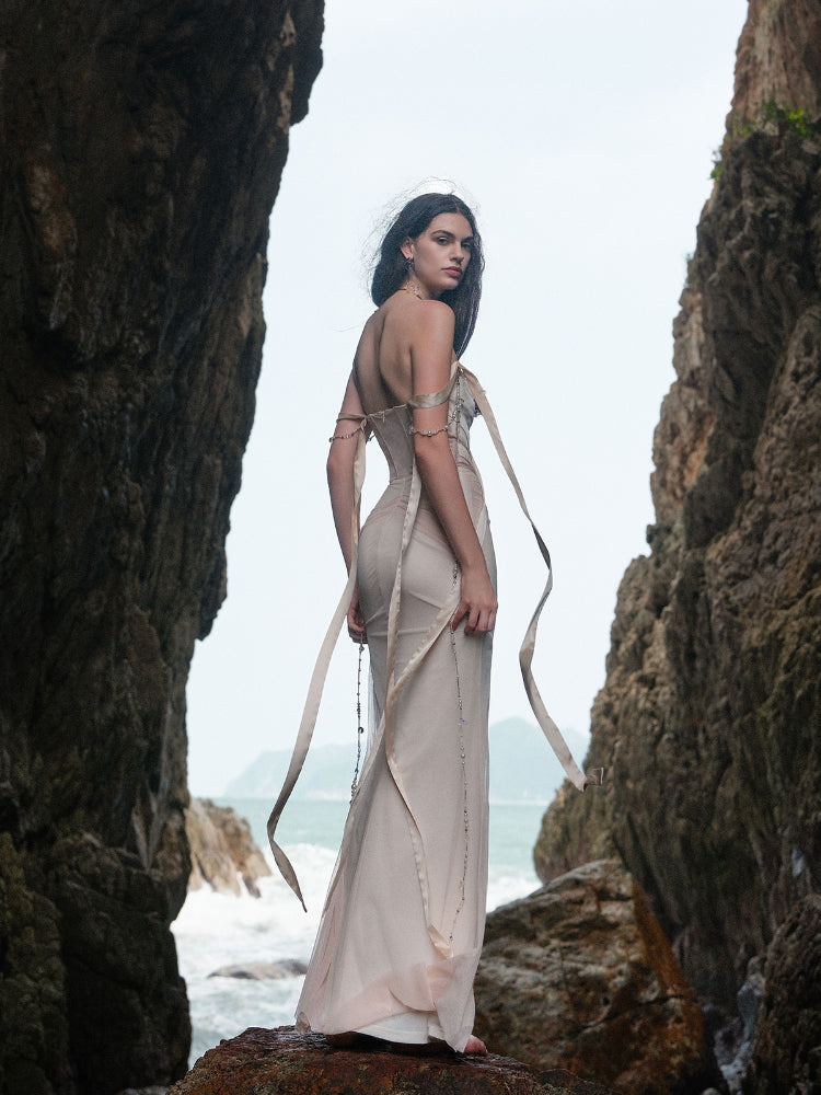 Pearl Strap Mermaid Dress - CHINASQUAD