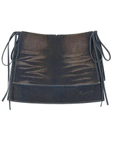 (Final Sale) Faux Two-Piece Tie Waist Denim Skirt - CHINASQUAD