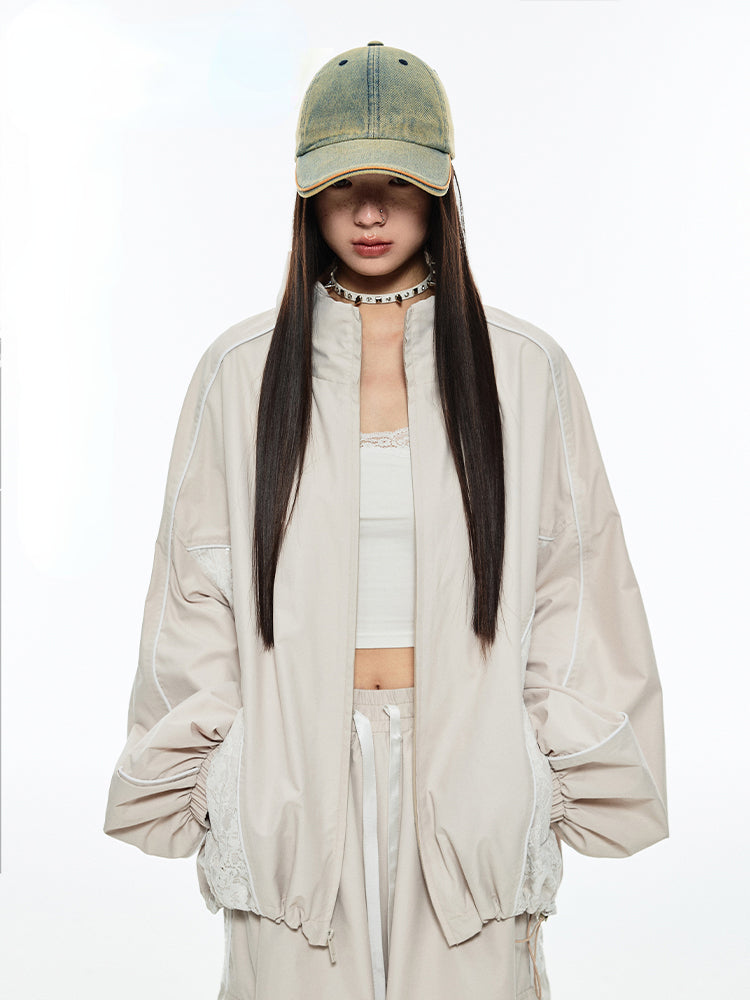 Black & Beige Loose Windbreaker - CHINASQUAD