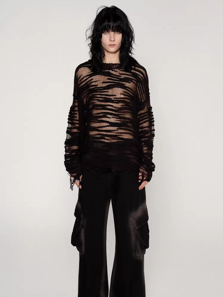 Textured Slub Wool Knit Sweater