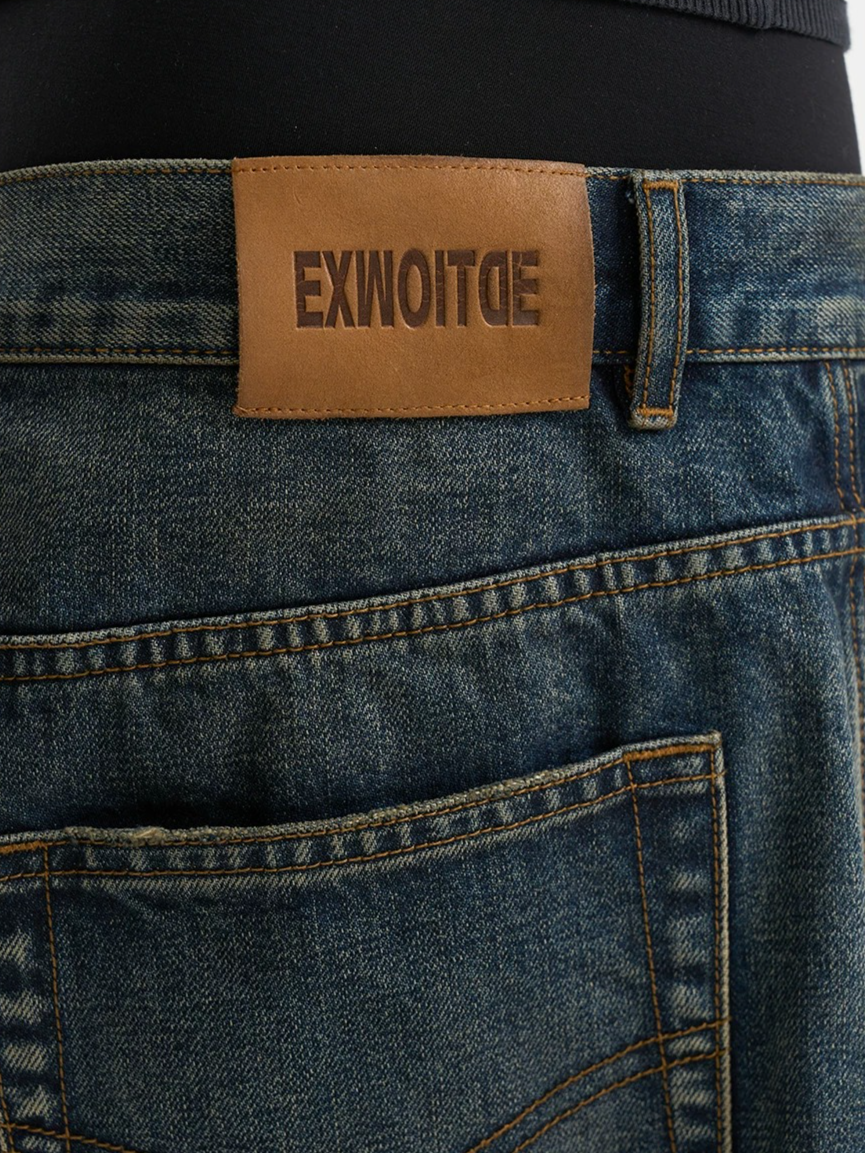 Vintage Pleated Wide-Leg Denim Jeans