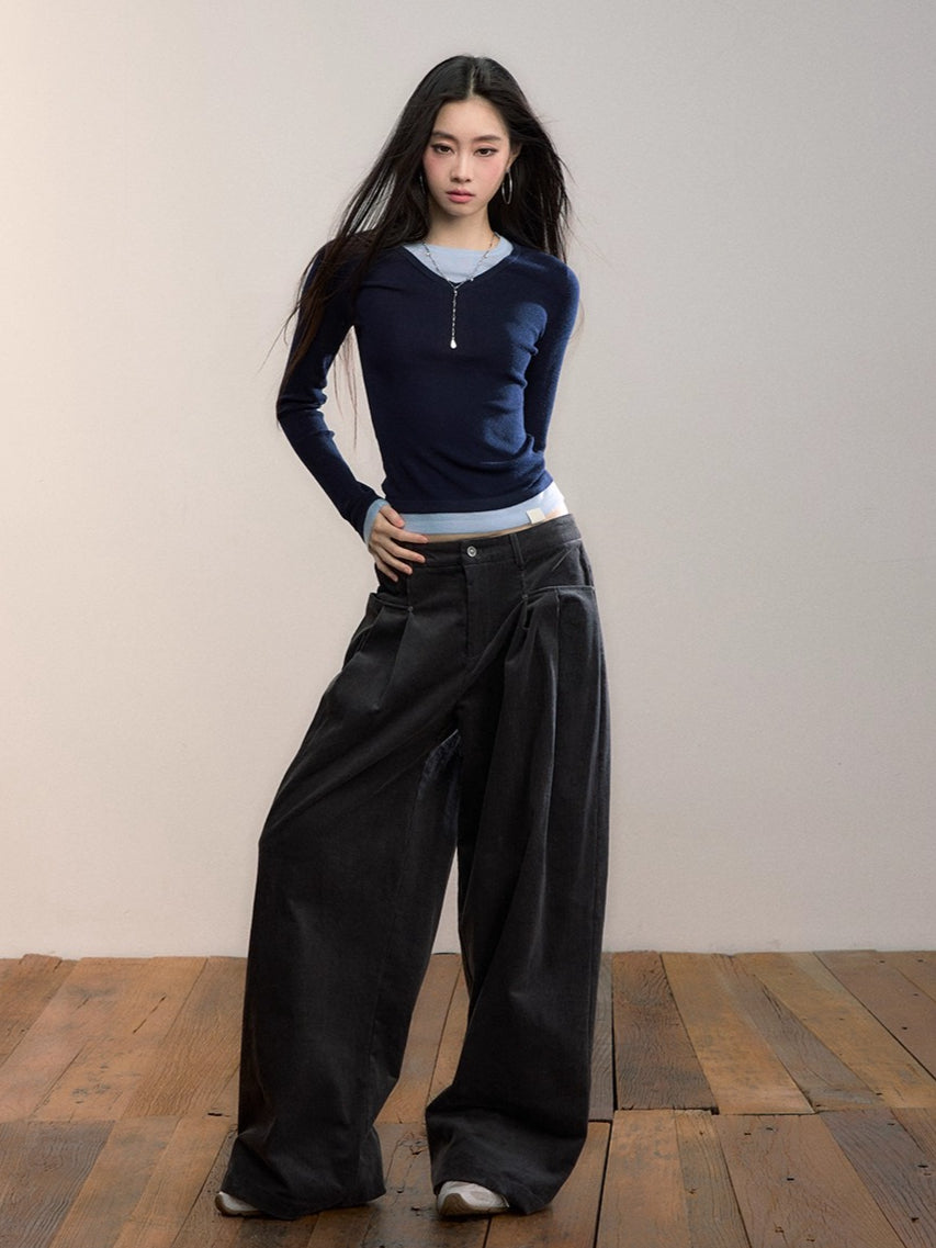 Corduroy Pleated Relaxed Trousers