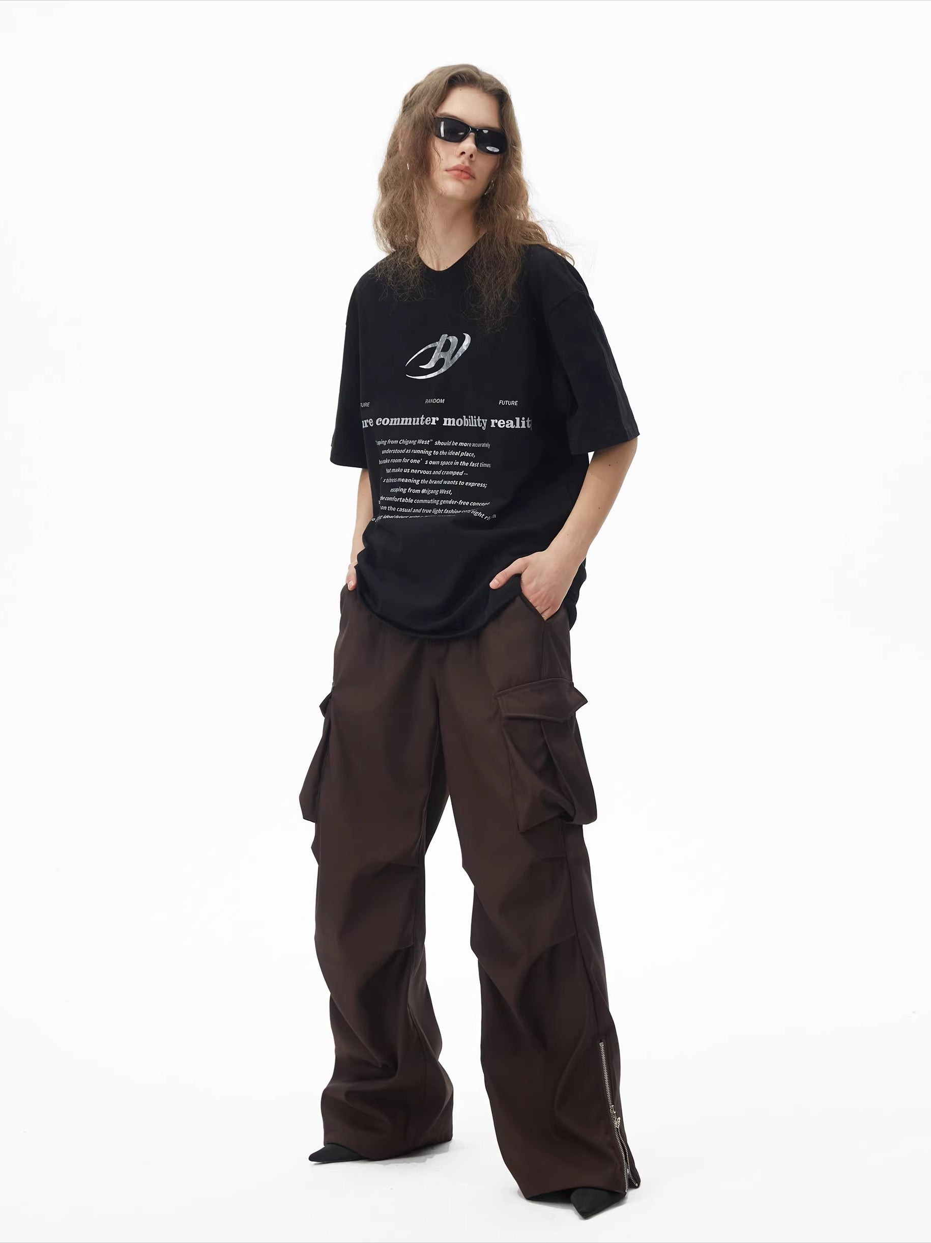 Futuristic Reflective Logo Oversized T-Shirt