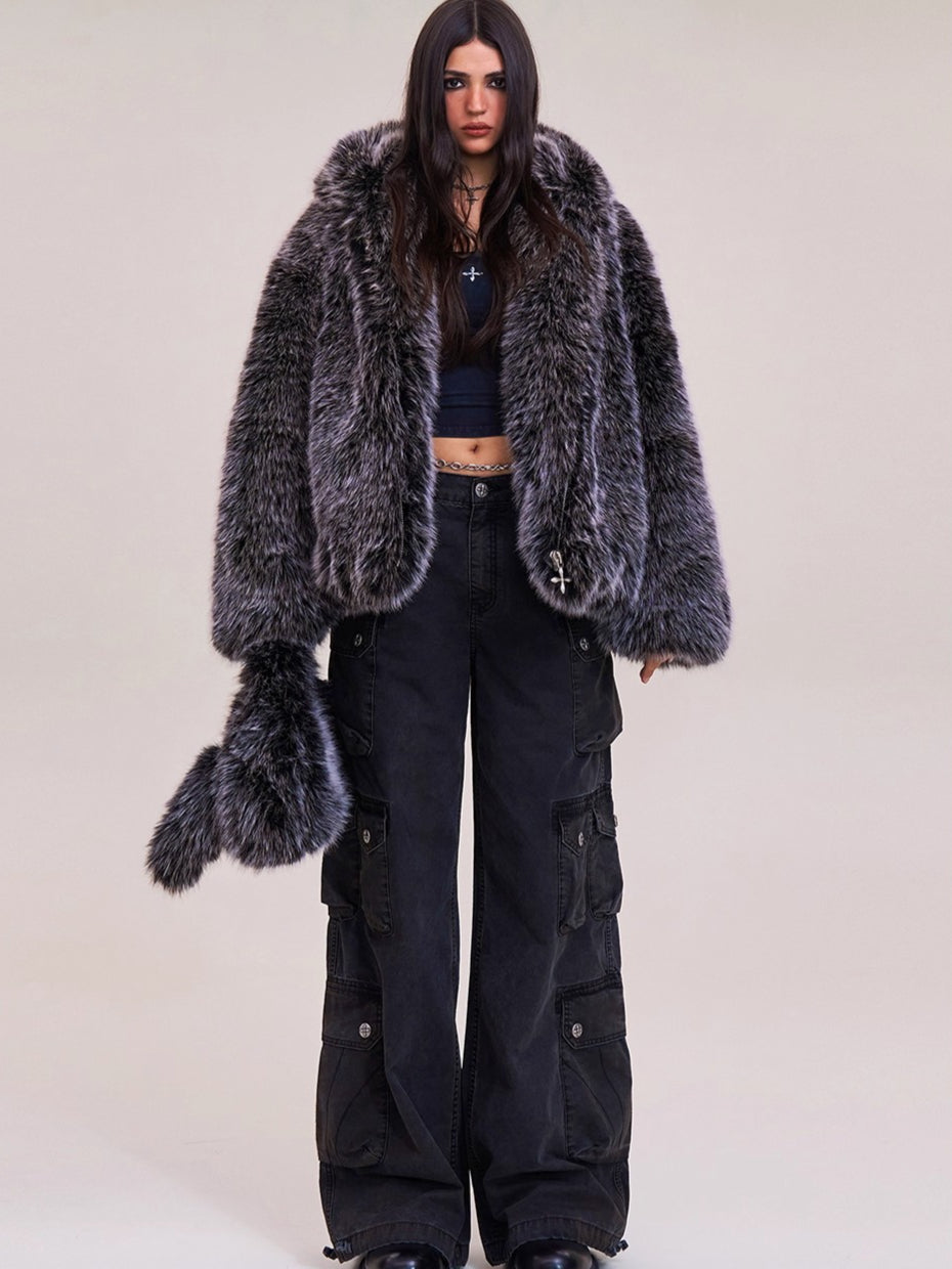 Cross Relic Oversized Faux Fur Hoodie