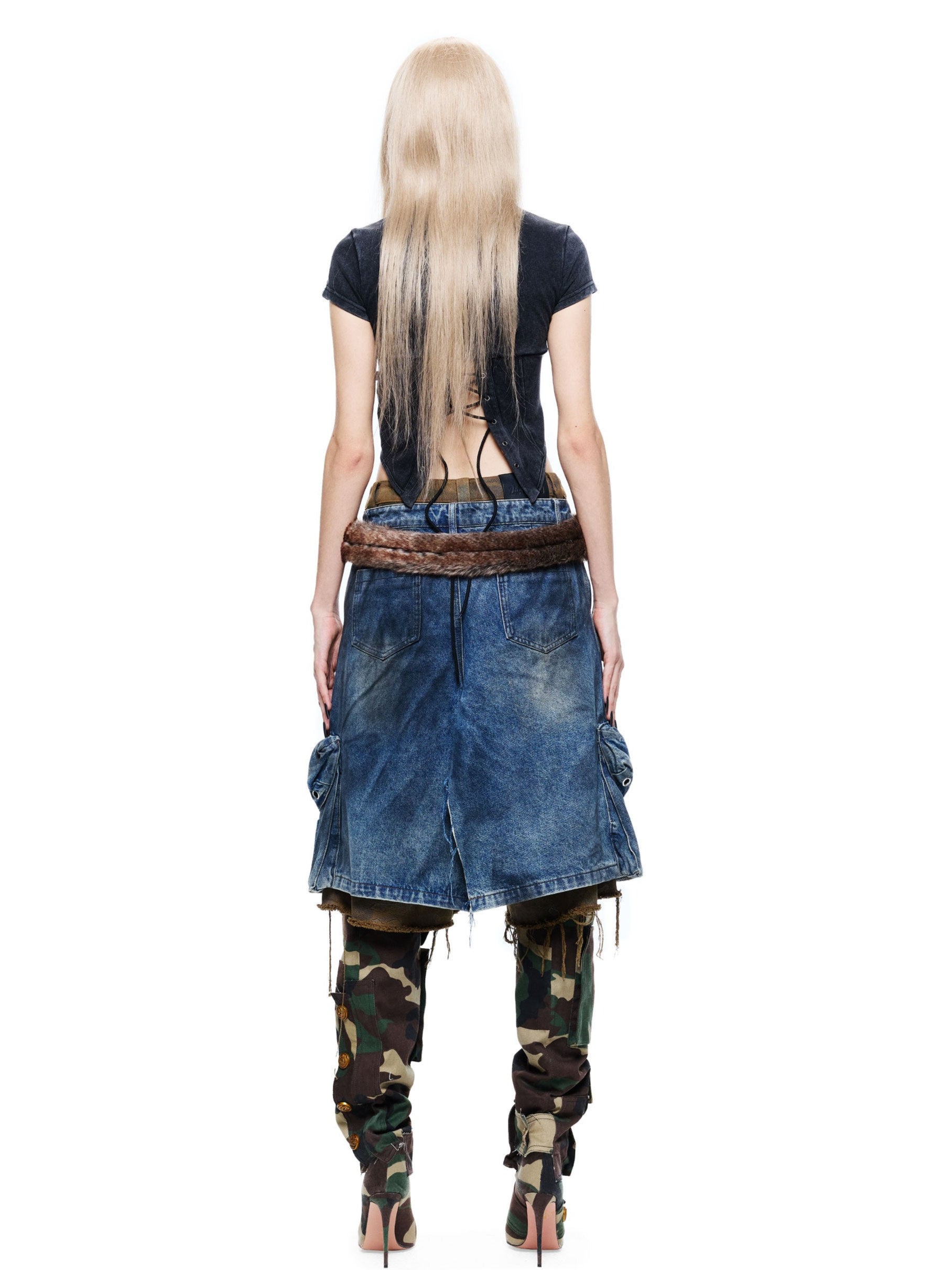 Punk Rhinestone Drawstring Tee