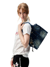 Distressed Printed Denim Tote Bag - CHINASQUAD
