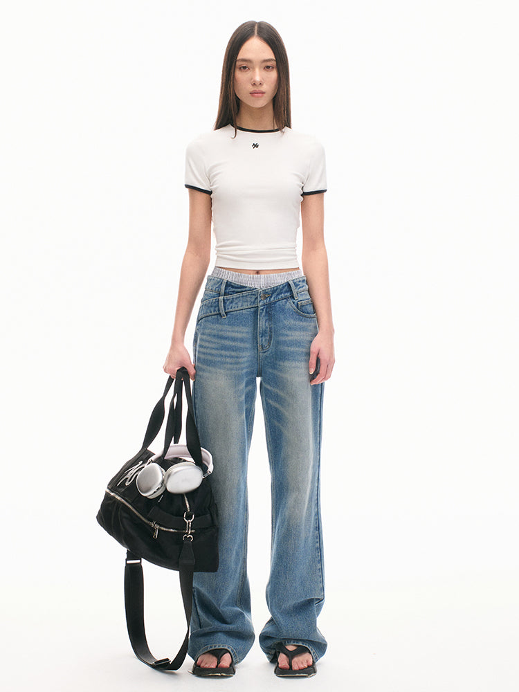 Slim-Fit Color-Block Crewneck Sports T-Shirt - CHINASQUAD