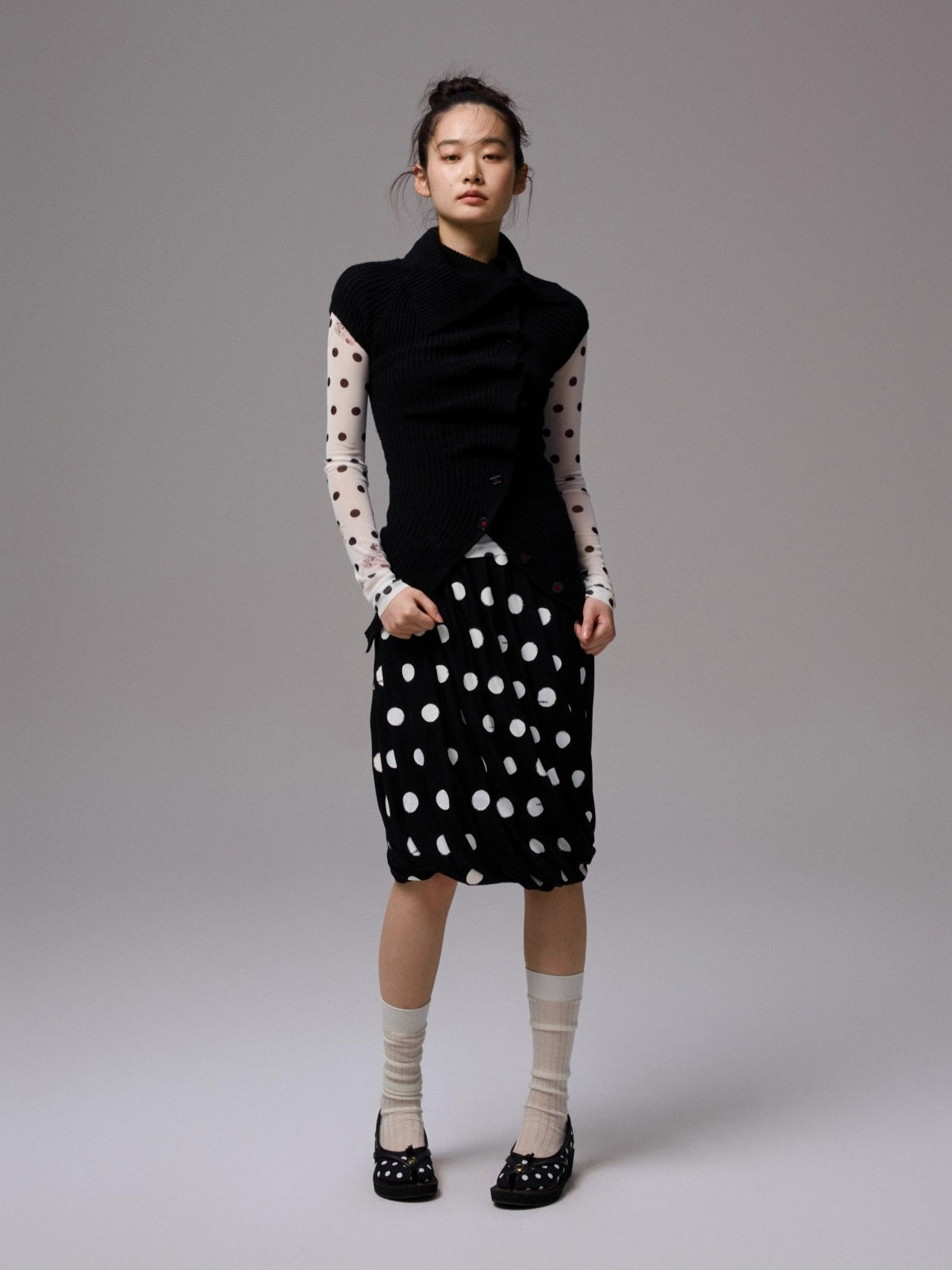 Asymmetric Neck Wool Blend Cardigan