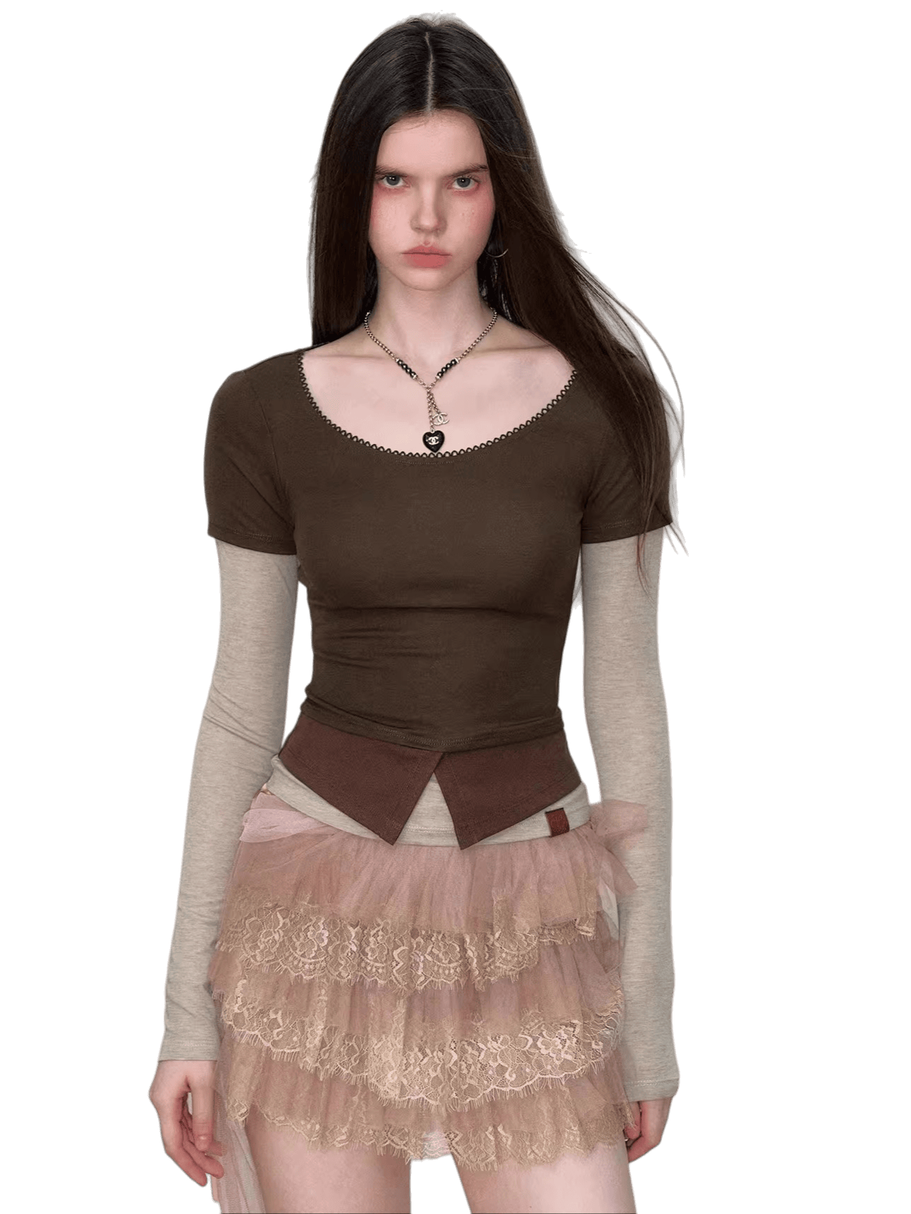 Faux Layered Long-Sleeve T-Shirt