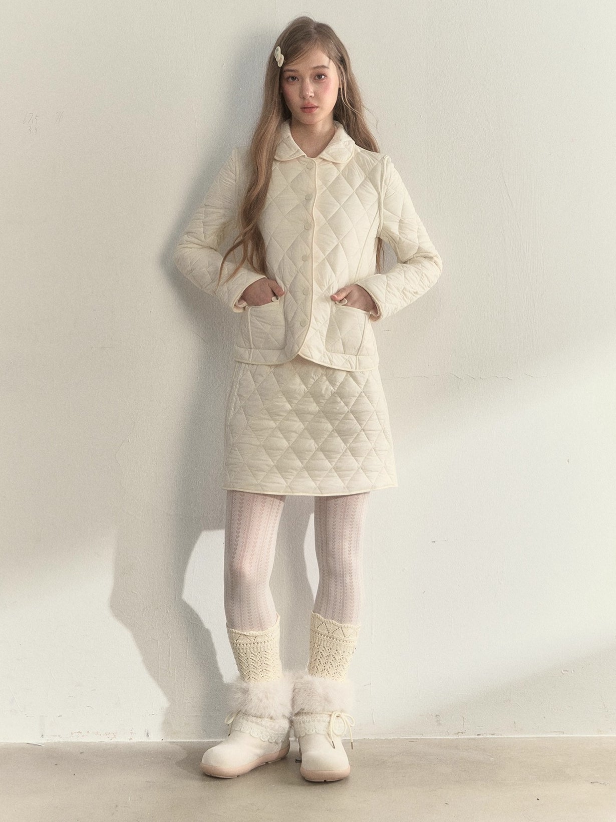 Reversible Quilted Doll Collar Jacket & Skirt Set