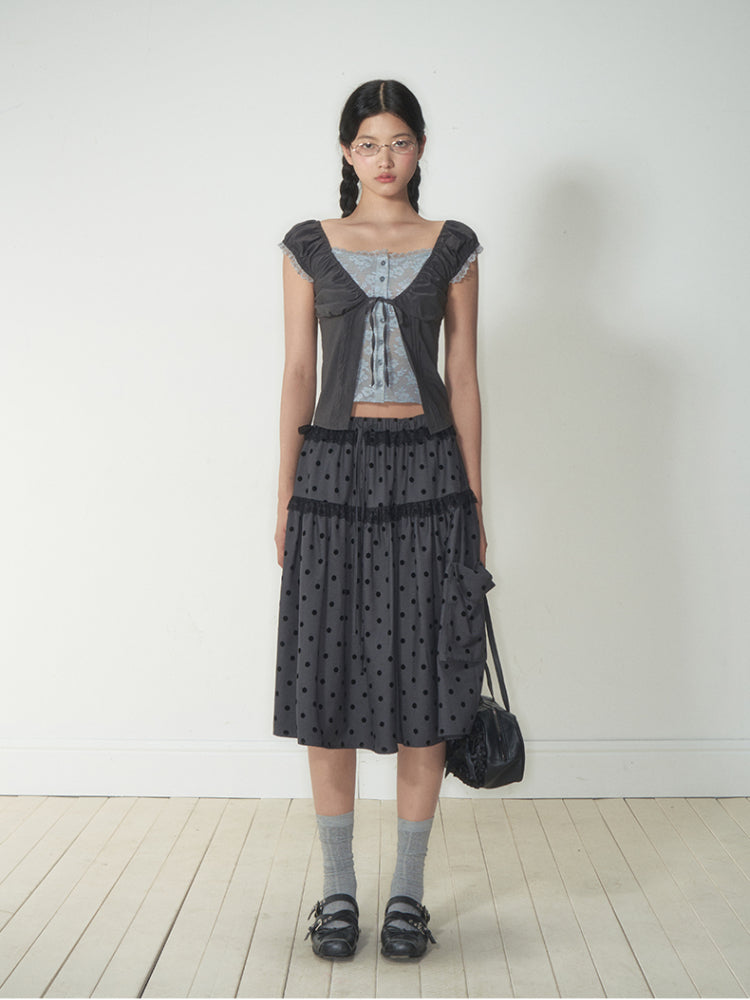 Fake Two-Piece Floral Lace Shirt Top - CHINASQUAD