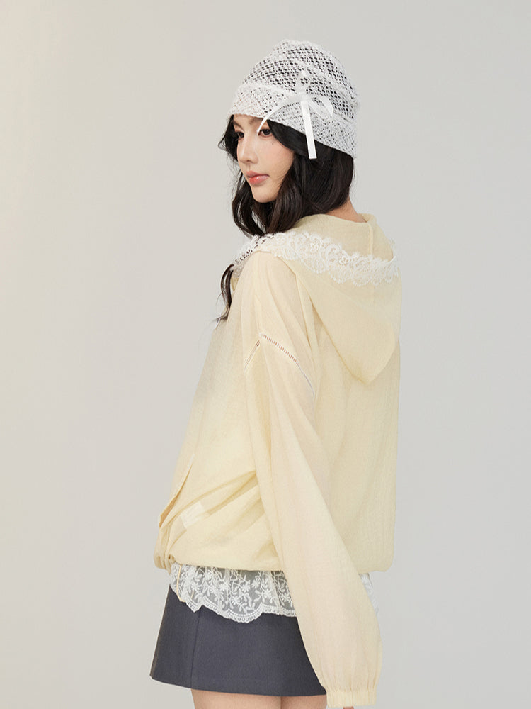 Lace Trimmed Oversized Sun Protection Coat - CHINASQUAD