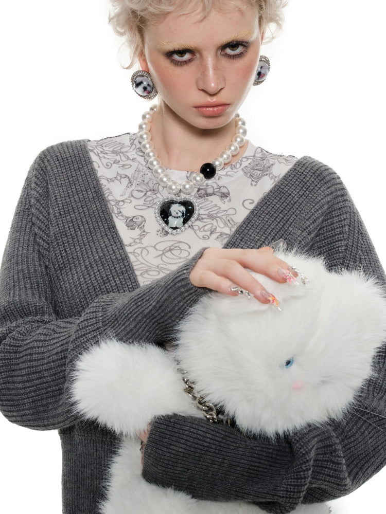 V-neck Knit Cardigan - CHINASQUAD