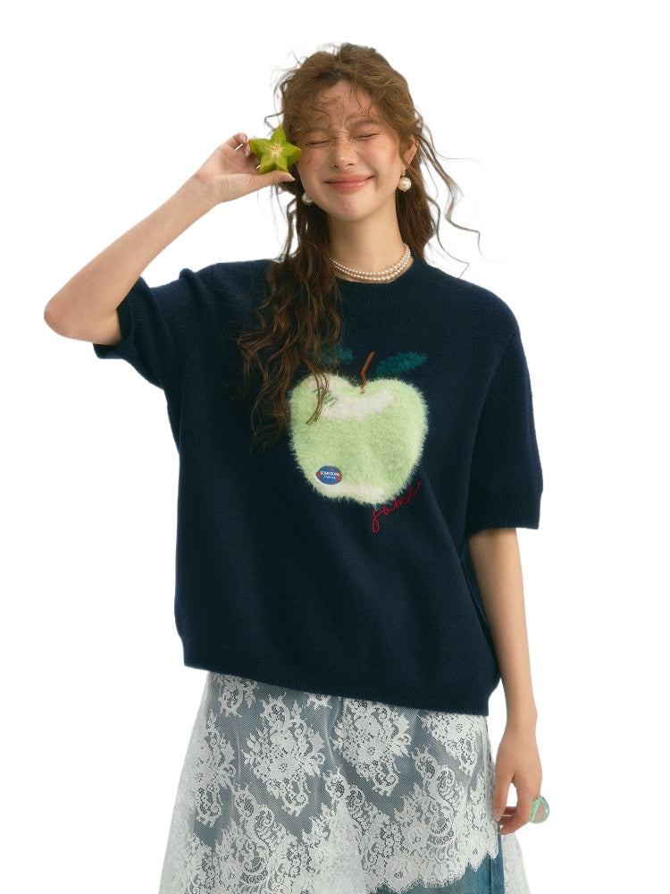 Fun Apple Short Sleeve Sweater - CHINASQUAD