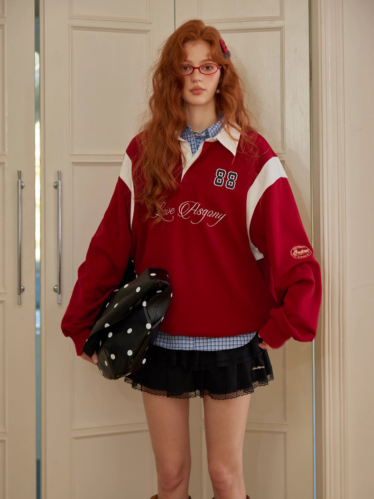 Embroidered Drawstring Rugby Polo Sweatshirt - CHINASQUAD