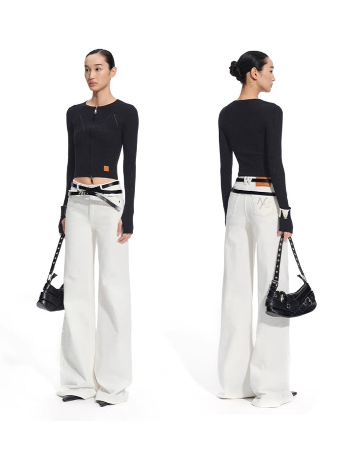 Batwing Knit Zip-Up Cardigan - CHINASQUAD