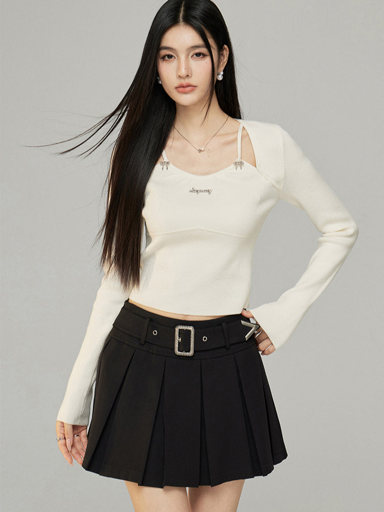 Black & White Butterfly Knot Knit Top - CHINASQUAD
