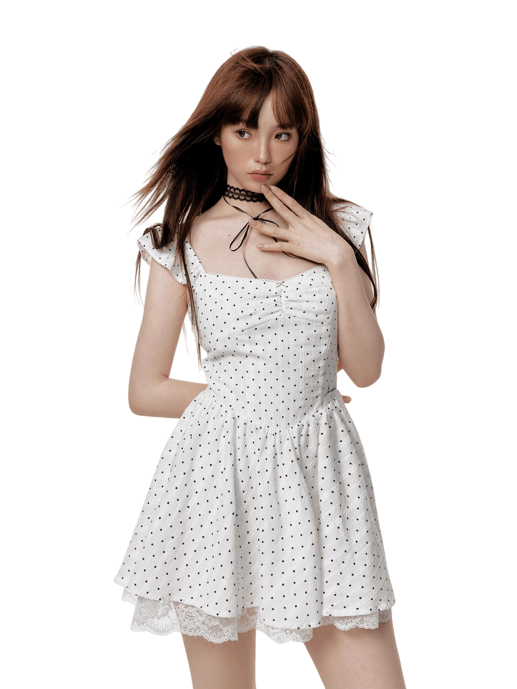 French Lace Waist-Cinched Maxi Dress