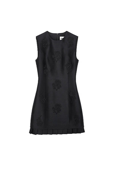 Sleeveless Rose Embroidered Mini Dress - CHINASQUAD