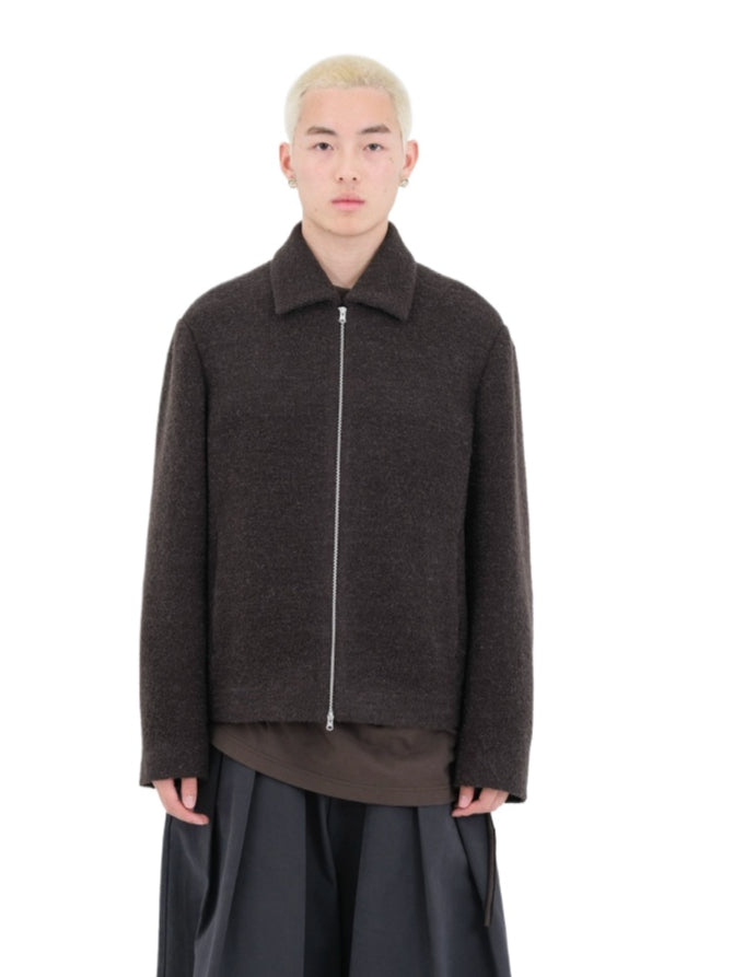 Black & Red-Brown Wool Collar Jacket - CHINASQUAD